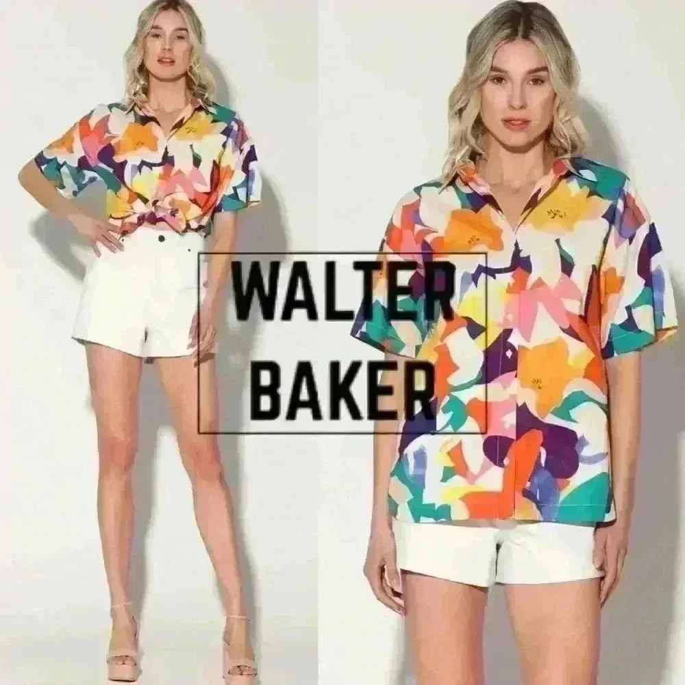 NWT - WALTER BAKER Houston Floral Short Sleeve Button Up Shirt